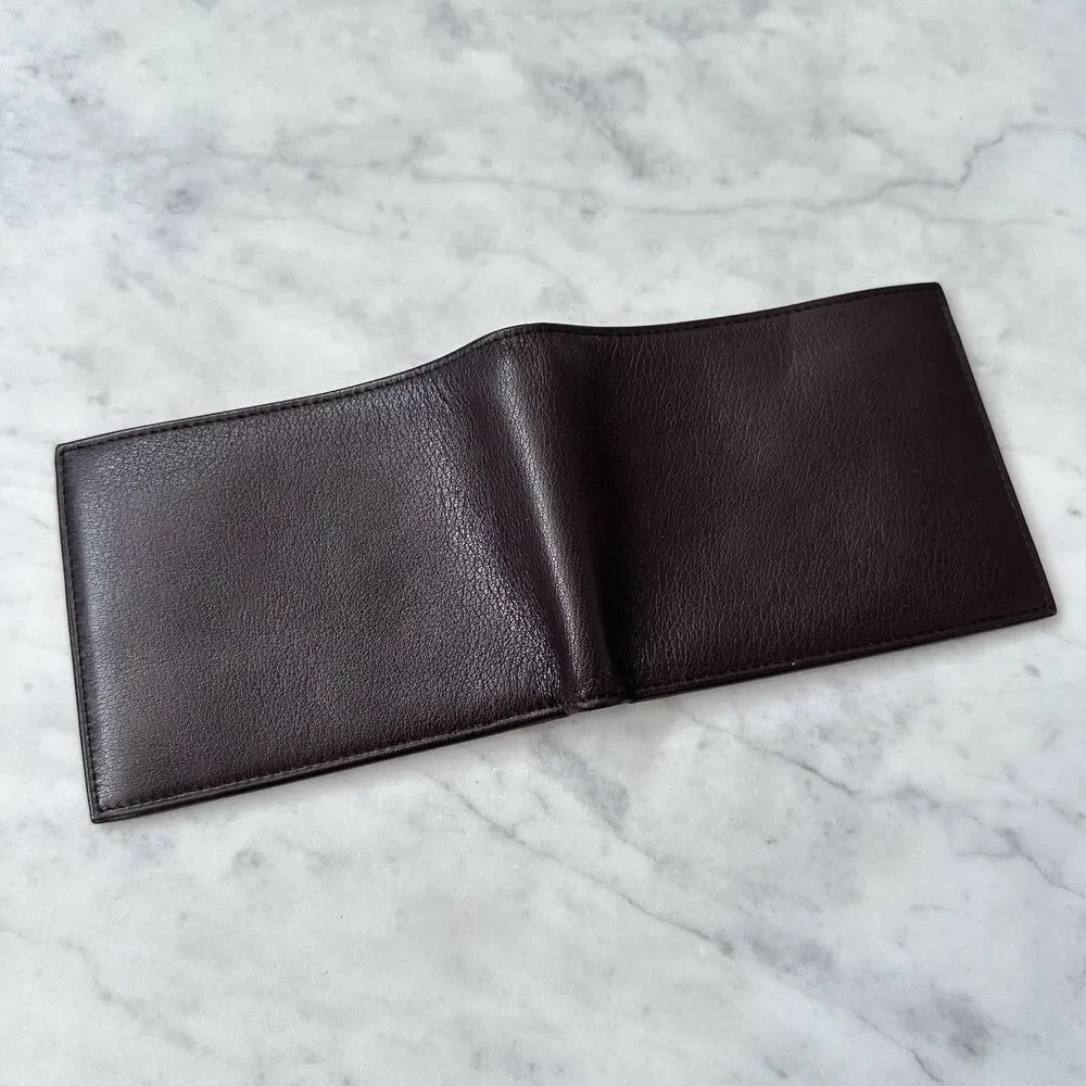 Tumi Dark Brown Leather Bi-Fold Men’s Wallet with Removable ID Card Sleeve
